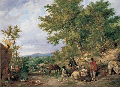 Strada di campagna con zingari da Thomas Sidney Cooper